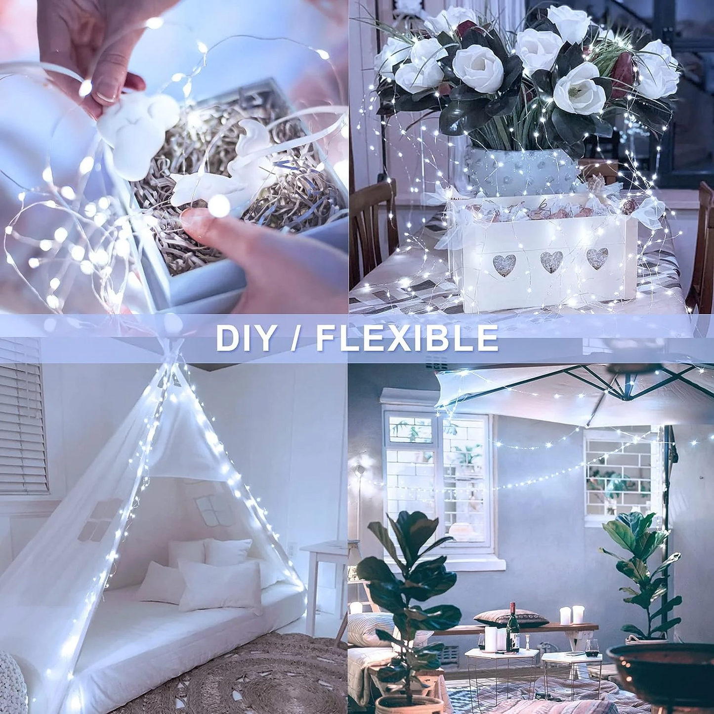 Solar String Lights Oudoor Waterproof, 98.4 Ft 300 LED Christmas Fairy Lights with 8 Lighting Modes for Garden Patio Home Yard Tree Party(Cool White)