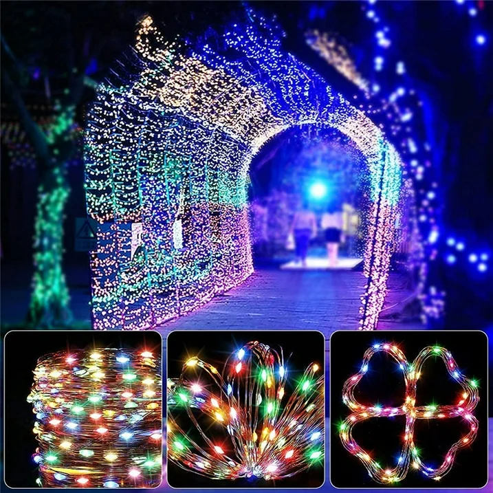 Solar String Lights Oudoor Waterproof, 98.4 Ft 300 LED Christmas Fairy Lights with 8 Lighting Modes for Garden Patio Home Yard Tree Party(Multicolor)