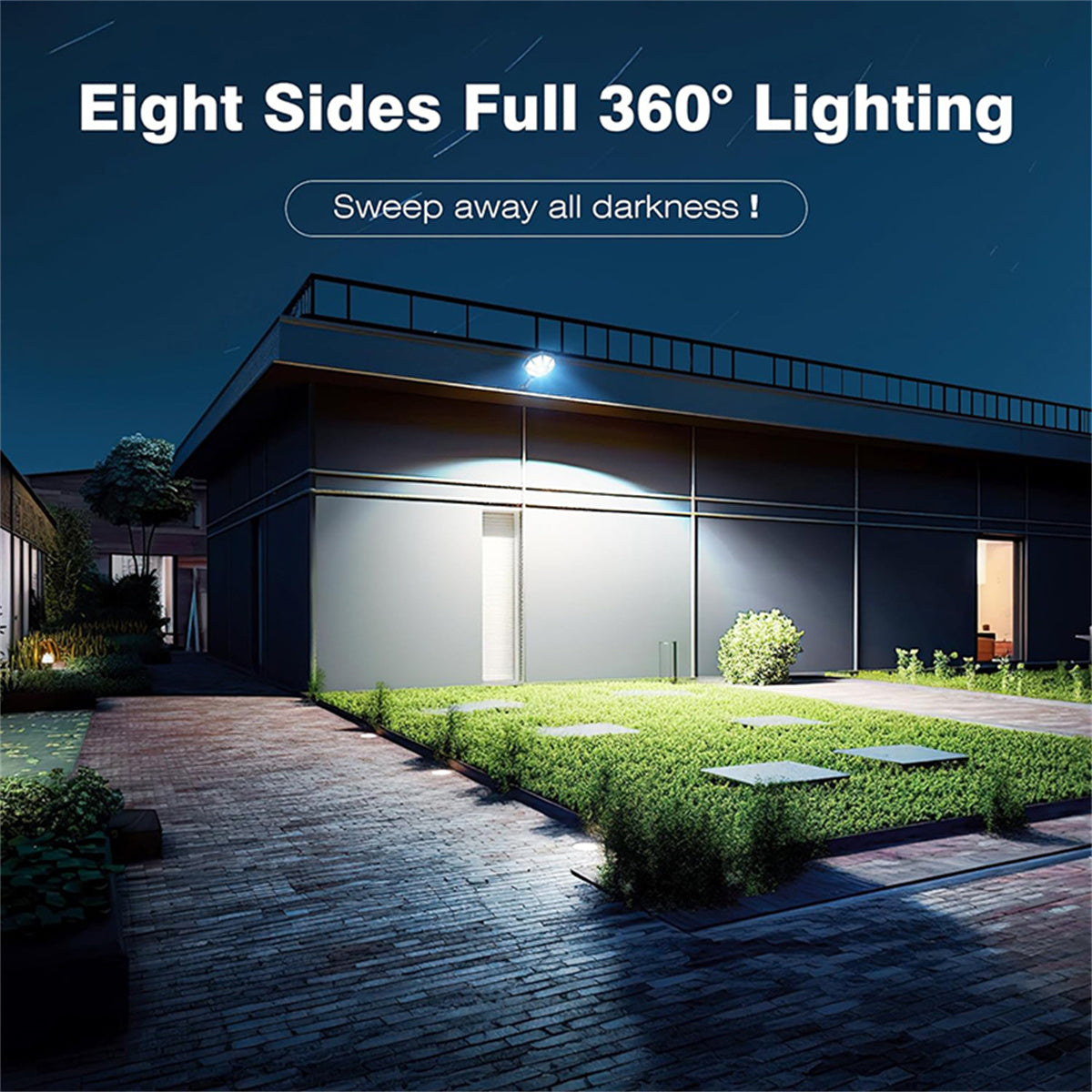 2 Pack Solar Street Lights Outdoor, Motion Sensor Solar Flood Street Lights, Outdoor Dusk to Dawn Solar Lights for Garden Yard Path Patio, IP66 Waterproof