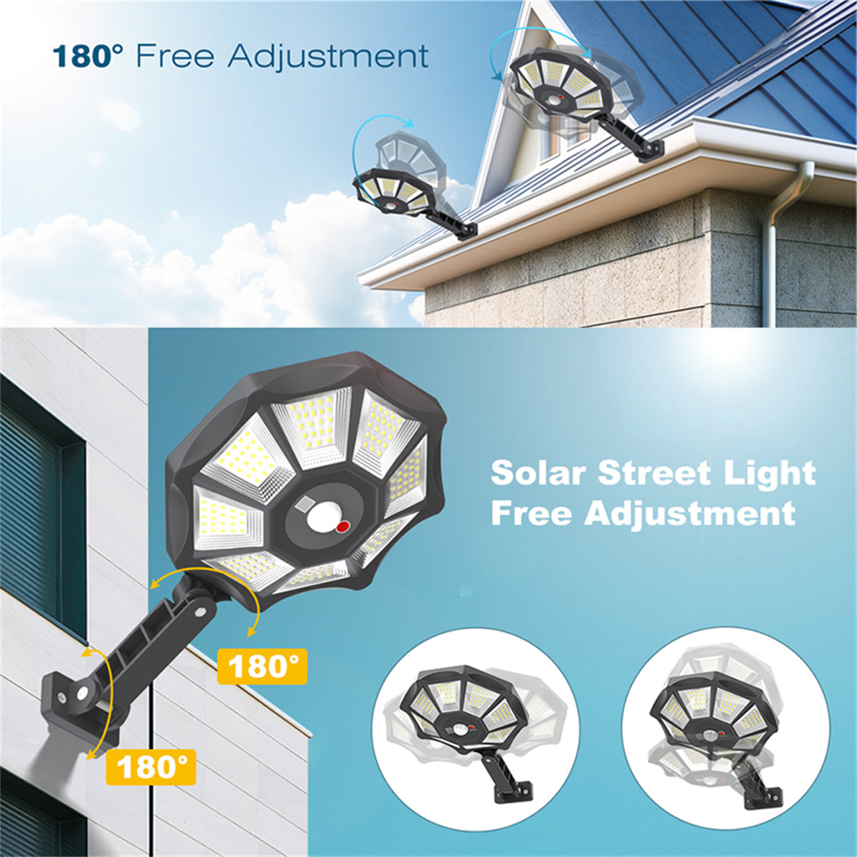 2 Pack Solar Street Lights Outdoor, Motion Sensor Solar Flood Street Lights, Outdoor Dusk to Dawn Solar Lights for Garden Yard Path Patio, IP66 Waterproof