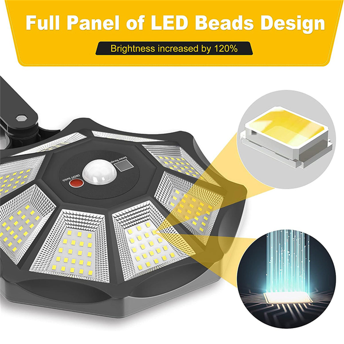 Solar Street Lights Outdoor, Motion Sensor Solar Flood Street Lights, Outdoor Dusk to Dawn Solar Lights for Garden Yard Path Patio, IP66 Waterproof