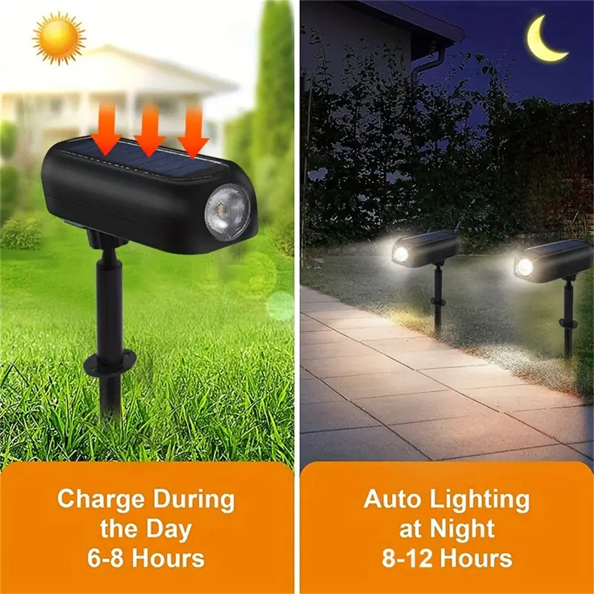 Solar Lights Outdoor, 2 Pack Solar Powered Landscape Spotlights Waterproof, Ourtdoor Spot Lights Stake Lights for Garden Walkway Yard Porch Pool