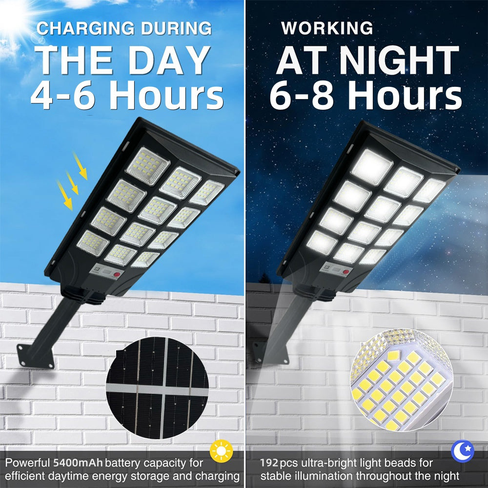 Solar Street Lights, 6500K 10000LM Outdoor Commercial Parking Lot Light with Remote Control, Dusk to Dawn Solar Security Flood Lights, Motion Sensor Solar Lights for Outside Yard Garage
