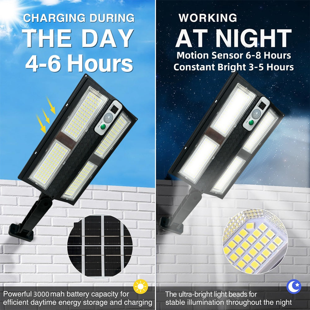 Solar Street Lights, 6000LM Super Bright Outdoor LED Street Lights with Remote Control, Solar Powered Motion Sensor Lights for Outside Patio Yard Garden
