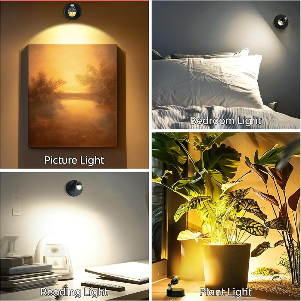 2 Pack Rechargeable Spotlights Indoor, Wireless LED Uplighting with Remote, Mini Art Accent Spot Lights Battery Operated, LED Picture Lights for Wall Art Display Painting Artwork Accent Closet