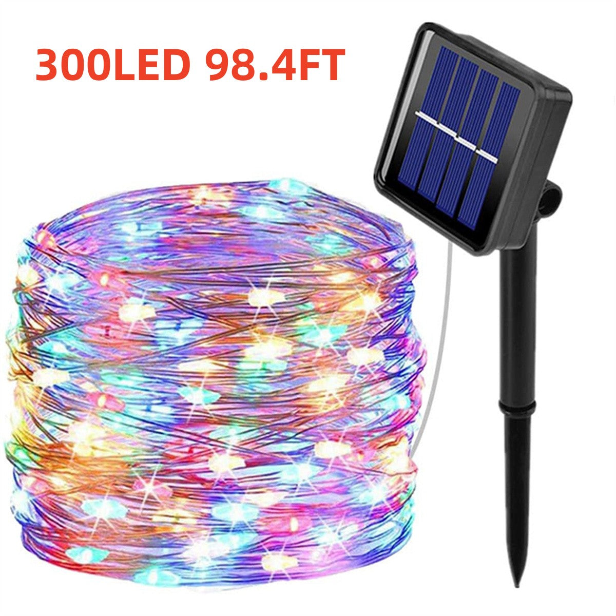 Solar String Lights Oudoor Waterproof, 98.4 Ft 300 LED Christmas Fairy Lights with 8 Lighting Modes for Garden Patio Home Yard Tree Party(Multicolor)