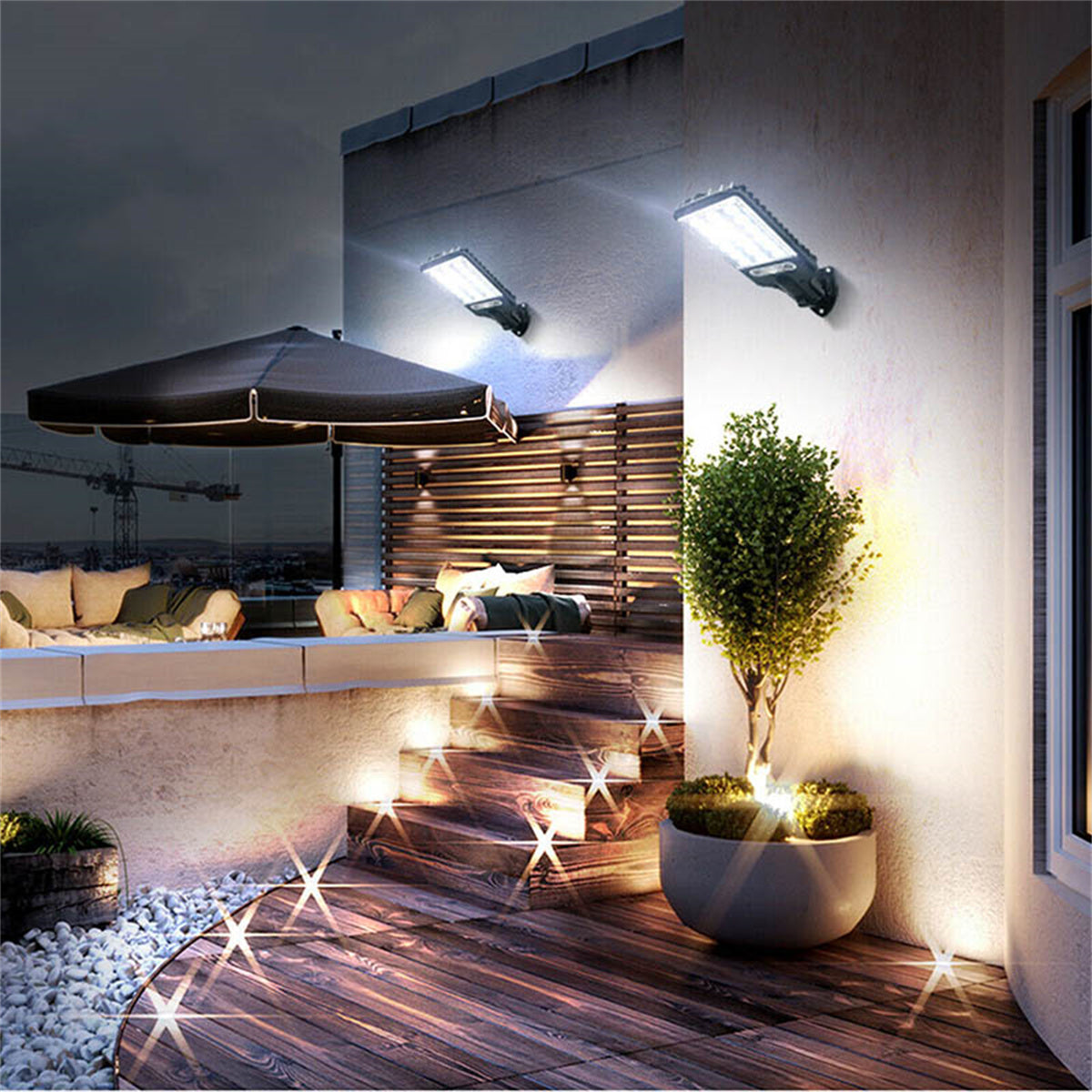 4 Pack Solar Street Lights Outdoor, 1200W Outdoor LED Motion Sensor Flood Light, Dusk to Dawn Solar Security Lights Spotlights for Garden Patio Path Yard