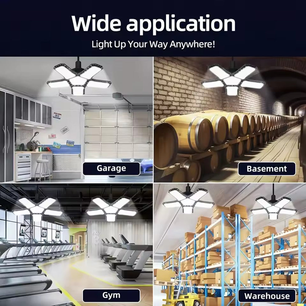 Garage Lights, 2 Pack Super Bright 32000LM LED Garage Ceiling Light, 280W LED Shop Lights with Deformable Panel, Basement Barn Ceiling Lights for E26/E27