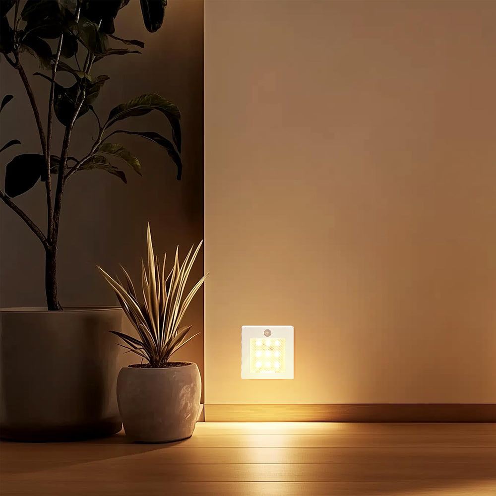 4 Pack Motion Sensor Night Light, Warm White Rechargeable Stair Lights Indoor, Battery Operated Night Light for Hallway, Stairway, Bathroom, Bedroom, Kitchen