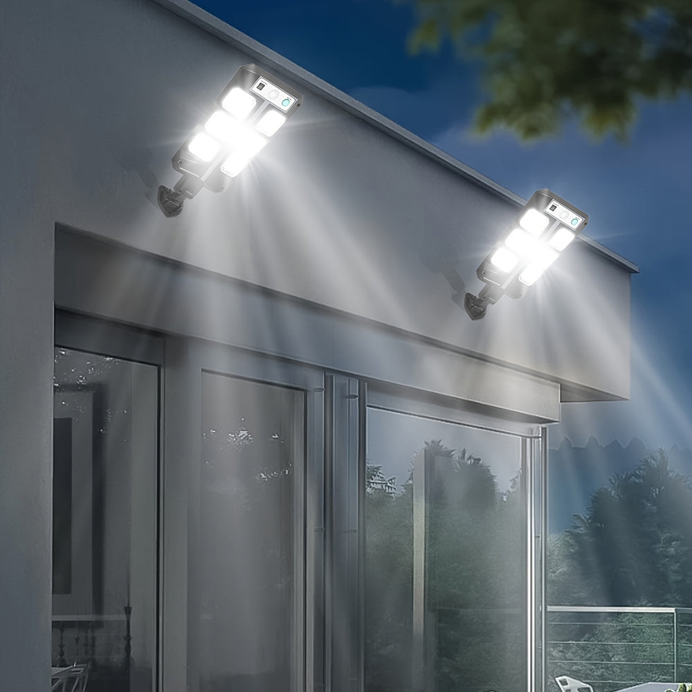 Solar Lights Outdoor Motion Sensor, 2 Pack Solar Street Lights Outdoor Waterproof, Dusk to Dawn Solar Security Flood Lights with Remote Control for Yard, Entryway Garage, Porch