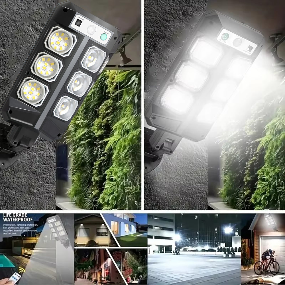 Solar Lights Outdoor Motion Sensor, 2 Pack Solar Street Lights Outdoor Waterproof, Dusk to Dawn Solar Security Flood Lights with Remote Control for Yard, Entryway Garage, Porch