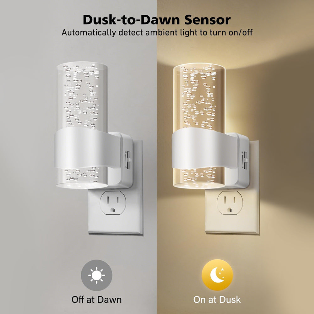 LED Night Light, 2 Pack 3000K Dimmable Night Lights Plug into Wall, Auto Dusk to Dawn Sensor Night Lights for Hallway Bedroom Stairway