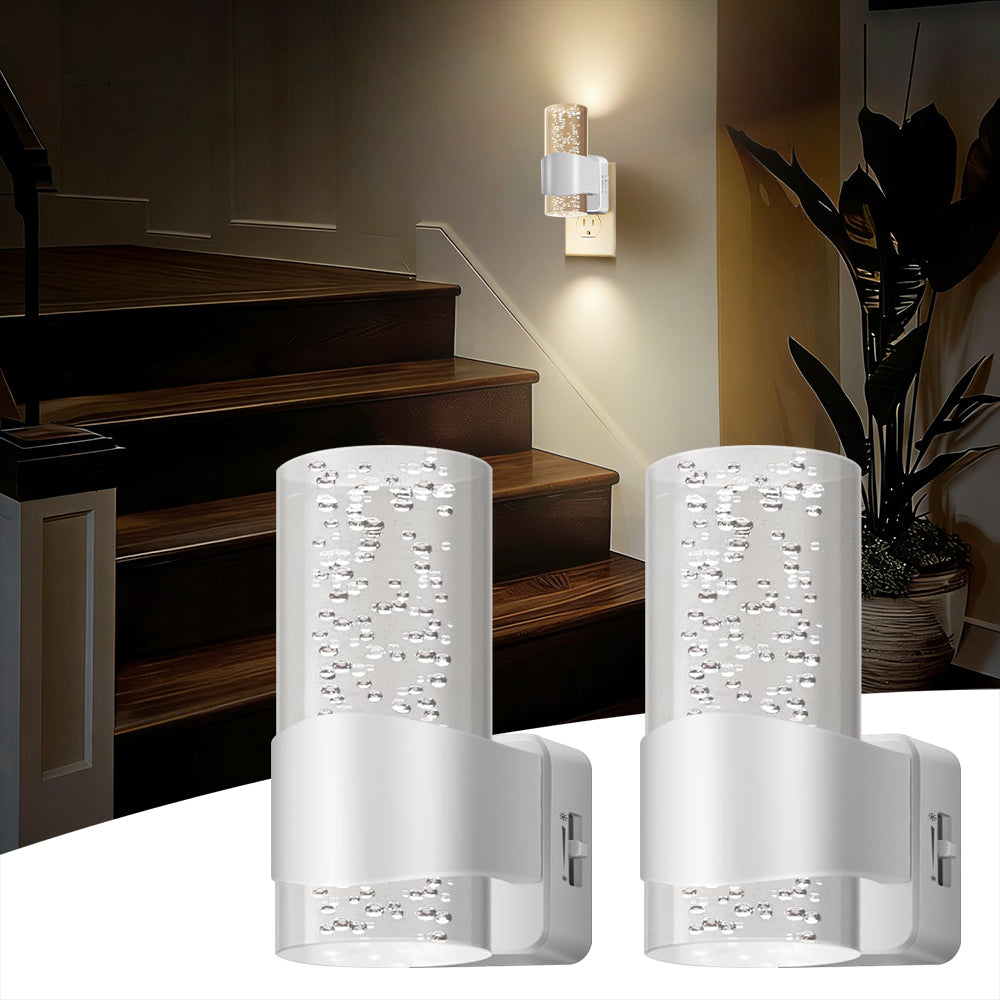 LED Night Light, 2 Pack 3000K Dimmable Night Lights Plug into Wall, Auto Dusk to Dawn Sensor Night Lights for Hallway Bedroom Stairway