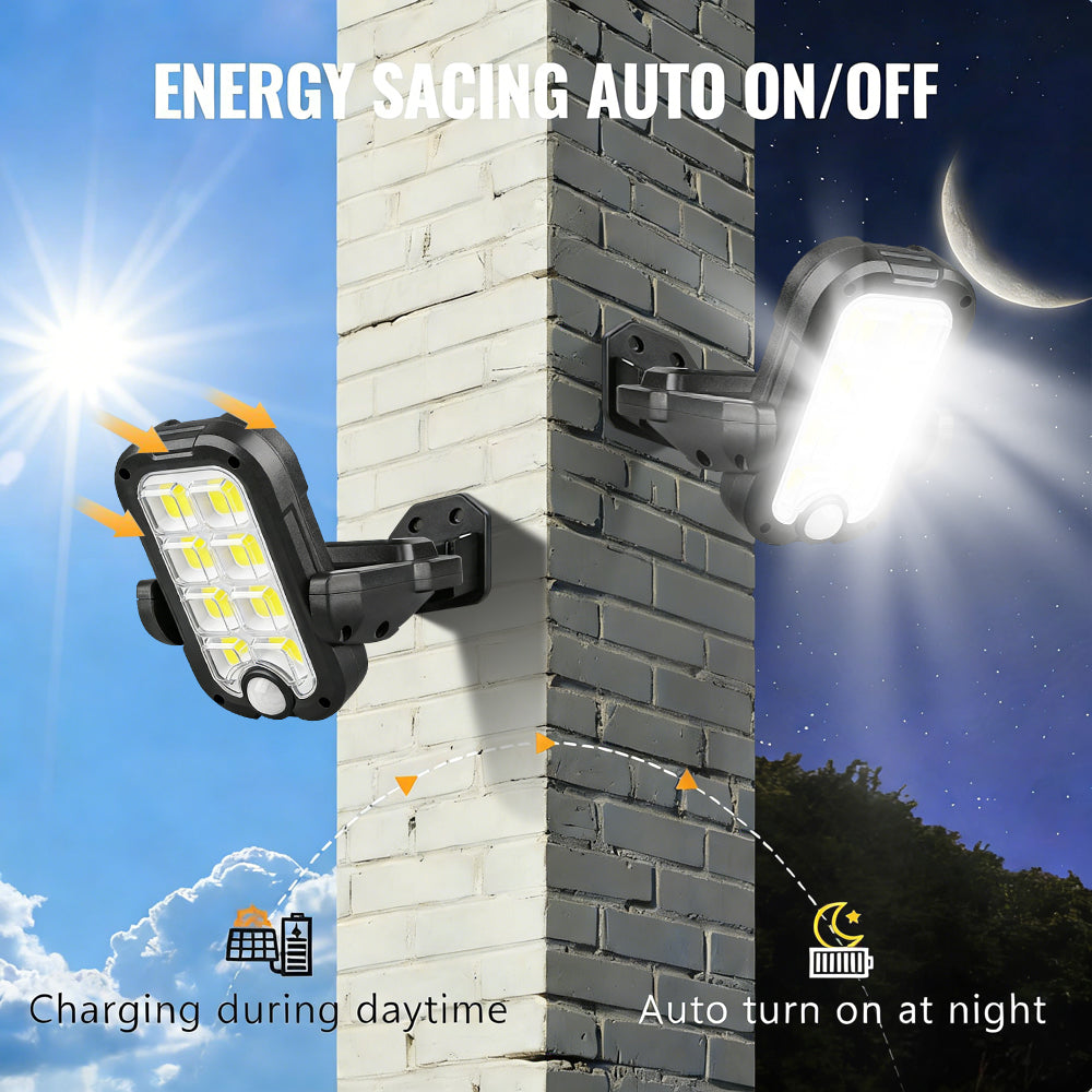 Solar Street Lights Outdoor, 2 Pack 6500K Motion Sensor Solar Lights Outdoor Waterproof Lamparas Luces Solares para Exteriores Dusk to Dawn Lighting for Yard Path