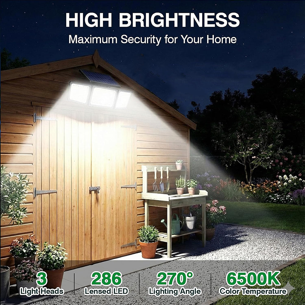 Solar Lights Outdoor, 2 Pack 5000LM Motion Sensor Security Lights with Battery Level& Mode Display, Waterproof Solar Flood Lights Wall Lights for Patio Fence Yard