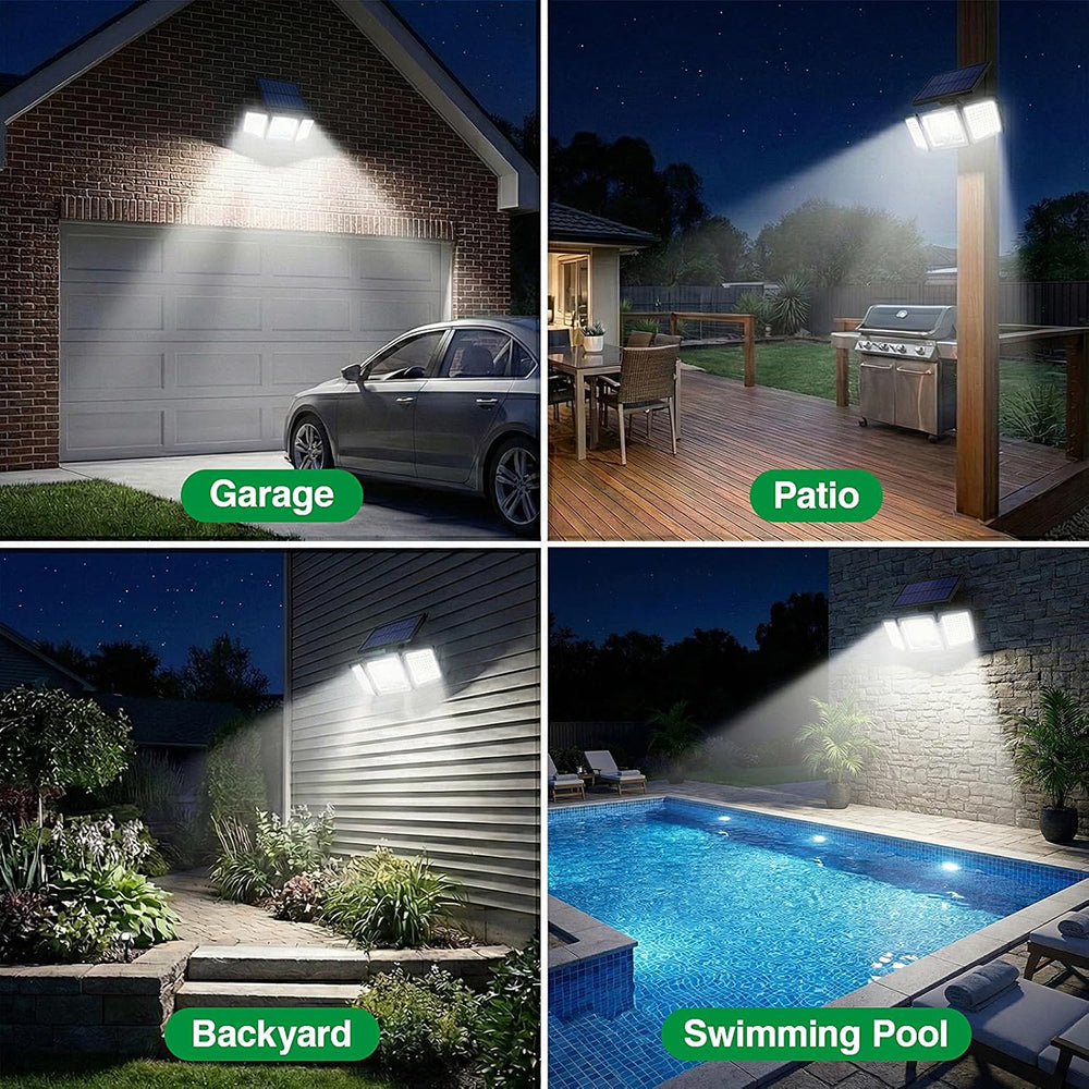 Solar Lights Outdoor, 2 Pack 5000LM Motion Sensor Security Lights with Battery Level& Mode Display, Waterproof Solar Flood Lights Wall Lights for Patio Fence Yard