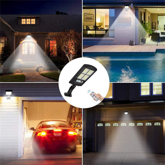 2 Pack Solar Street Lights Outdoor, 3800LM Motion Sensor Flood Lights with Remote Control, Dusk to Dawn Security LED Solar Street Light for Yard, Garden, Patio, Porch