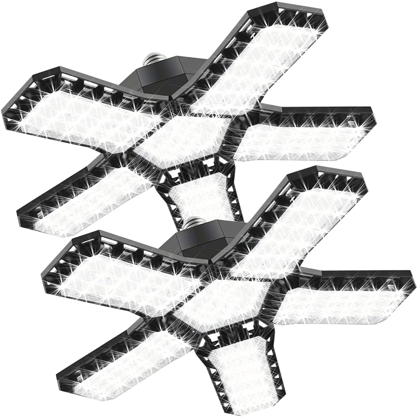 Garage Lights, 2 Pack Super Bright 32000LM LED Garage Ceiling Light, 280W LED Shop Lights with Deformable Panel, Basement Barn Ceiling Lights for E26/E27