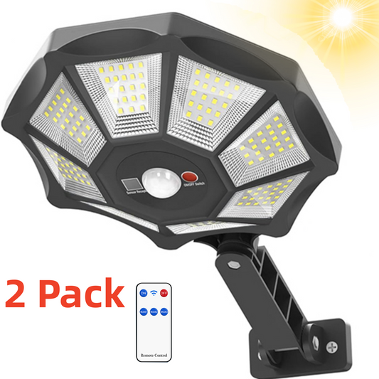 2 Pack Solar Street Lights Outdoor, Motion Sensor Solar Flood Street Lights, Outdoor Dusk to Dawn Solar Lights for Garden Yard Path Patio, IP66 Waterproof